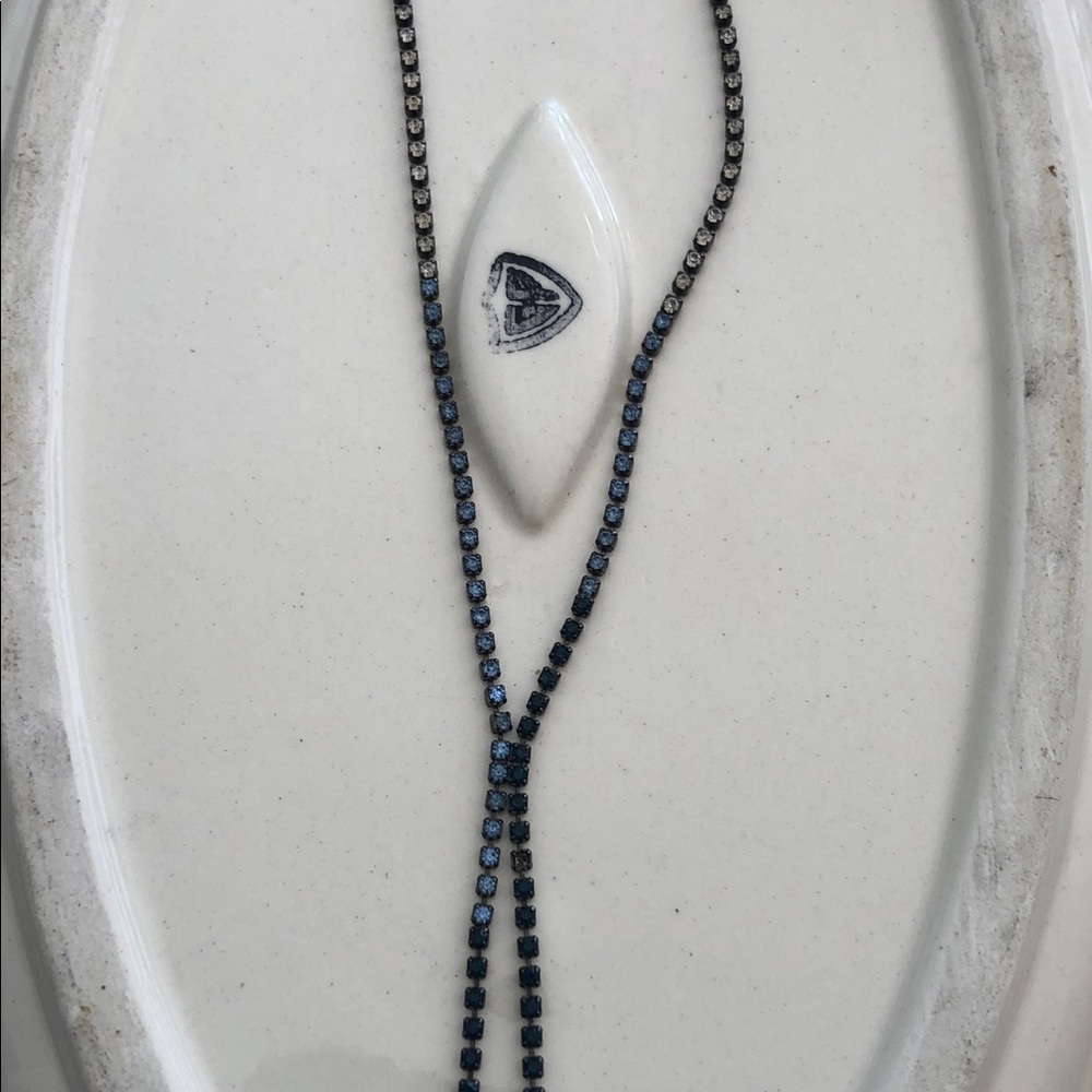 Necklace Colorless, Blue, and Dark Blue Faux Diamonds